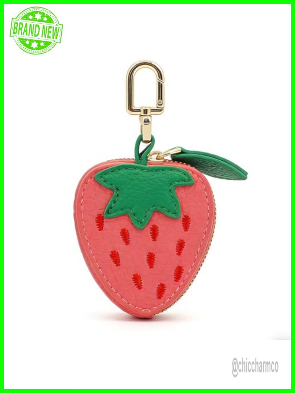 Fruit Coin Purse Keychain Mini Leather Bag Charm Strawberry Lemon